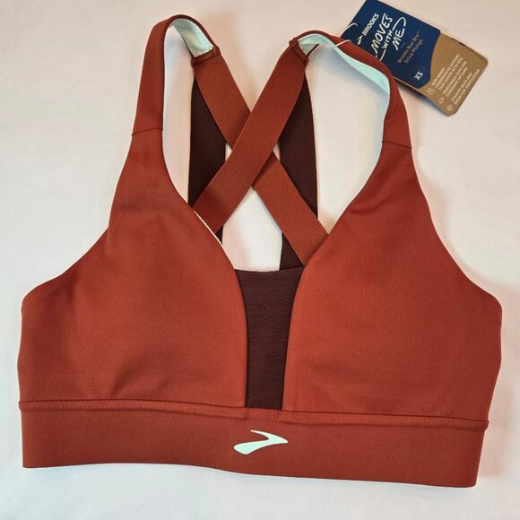 BROOKS Women Plunge Sports Bra for Running, Workouts, Sports Sz: XS Copper/Run - Picture 5 of 9